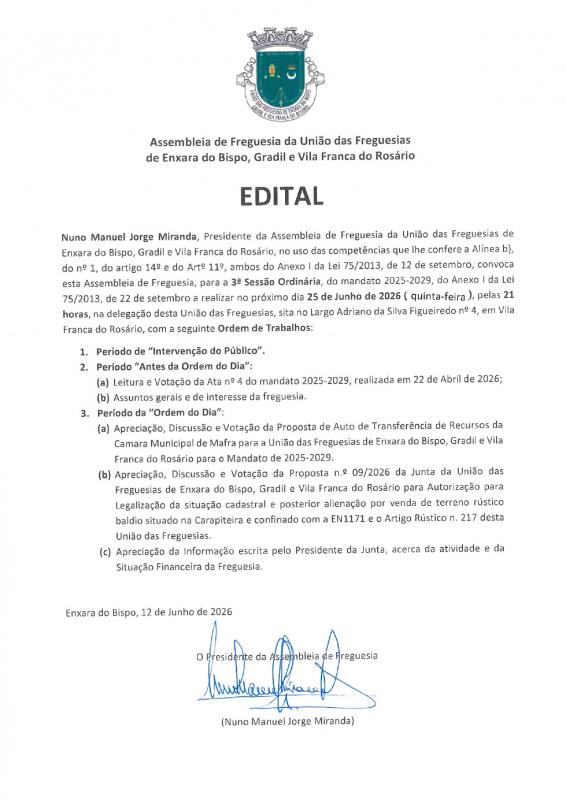 Uni&atilde;o das Freguesias de Enxara do Bispo, Gradil e Vila Franca do Ros&aacute;rio