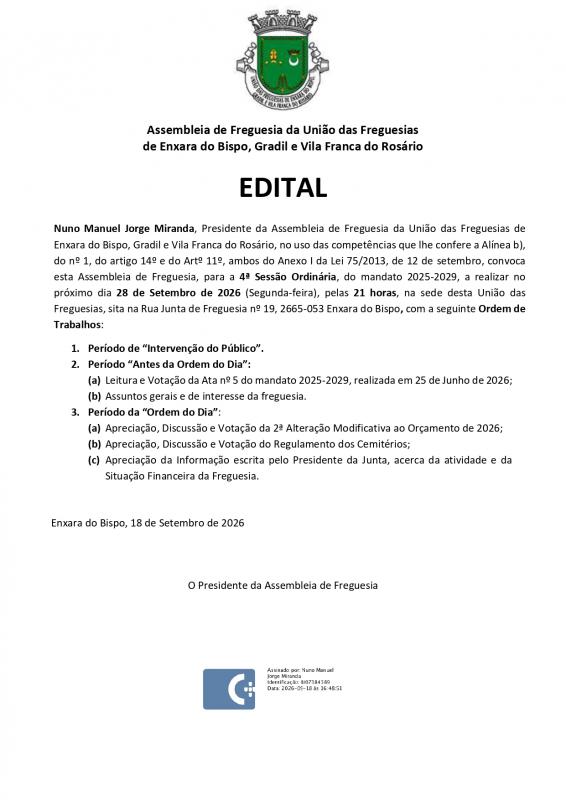 Uni&atilde;o das Freguesias de Enxara do Bispo, Gradil e Vila Franca do Ros&aacute;rio